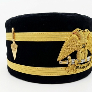 Sombrero Masónico de Terciopelo Negro con Águila Bordada a Mano, Grado 32, Regalia Formal, Tocado para Ceremonia de Adultos, 100% Lana, Ajustable, Cuatro Tallas - Product Image 6