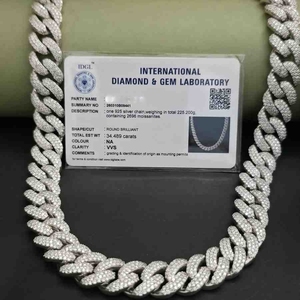 สร้อยคิวบันเพชรแล็บโกรว์ดีไซน์ทันสมัยประดับเพชรเต็มเส้นสำหรับเครื่องประดับฮิปฮอป ทำจากเงินแท้ 925 ขนาด 16 มม. - Product Image 6