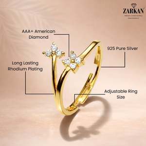 Hallmark Silver Blossom 18K Gold Plated Resizable Flower Ring for Women - Product Image 5