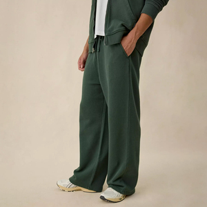 Pantalones Deportivos Anchos Verdes para Hombre, Pantalones Casuales de Felpa de Algodón, Estilo Urbano, con Logotipo Personalizado, Venta al Por Mayor OEM - Product Image 4