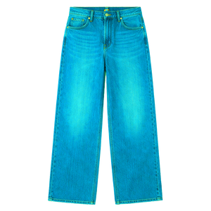 Jean en denim stretch délavé pour homme, coupe décontractée, taille mi-haute, jambe large, en mélange de coton durable, OEM ODM en gros - Product Image 5