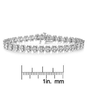 Bracciale Tennis X-Link con Diamanti 1.0 Cttw, Montatura Miracle-Set, in Argento Sterling .925, Colore I-J, Purezza I3, Bracciali a Catena e a Maglie alla Moda - Product Image 6