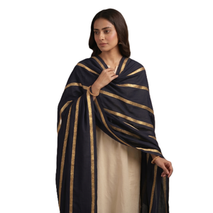 Chal de Algodón a Rayas para Mujer, Ligero, con Ribete Dorado, Estilo Étnico Tradicional, para Todas las Temporadas, Proveedor OEM - Product Image 3