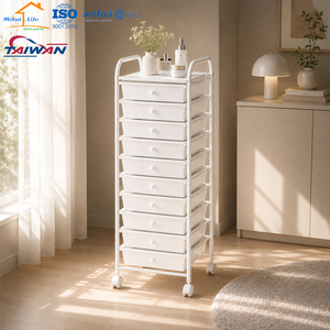 Chariot de rangement à 10 tiroirs en métal fabriqué à Taïwan, organisateur roulant pour bureau et maison, design minimaliste, nettoyage facile - Product Image 5