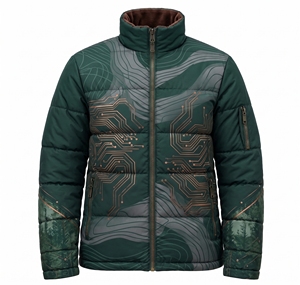 Veste matelassée unisexe personnalisée sublimée, chaude pour l'hiver, avec imprimé graphique montagne bleue, manteau à bulles rembourré et isolé, kit de vêtements d'extérieur - Product Image 2