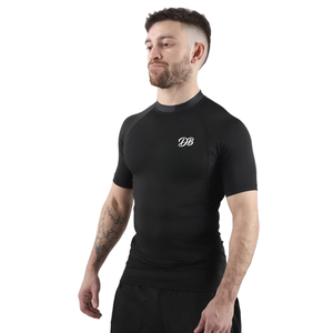 Camiseta de Compresión Negra Personalizada para Hombre, Manga Corta, Cuello Redondo, Ajustada, para Gimnasio, Entrenamiento, Deporte, Ropa Deportiva, Capa Base - Product Image 1