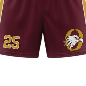 Unisex <b>Burgundy</b> Gold Lacrosse <b>Shorts</b> Polyester Athletic Fit Lightweight Sports Uniform Team Training Wear Clothing - Product Image 6