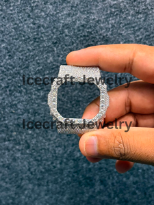 Custom Luxury Moissanite <b>Watch</b> <b>Case</b> Iced Out Diamond Style Square Frame Full Pave Stones Hip Hop <b>Watch</b> Housing High Shine Finish - Product Image 5