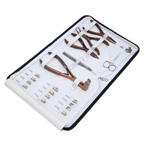 Kit professionnel de pinces à extensions capillaires en acier inoxydable avec pince de serrage pour micro-perles, pince d'ouverture et de fermeture, mini-ciseaux et pinces. - Product Image 1