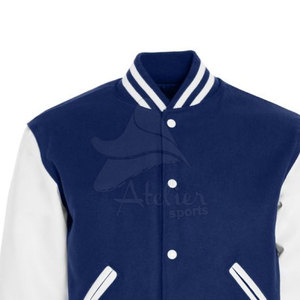 Latest Design Classic Patch <b>Covered</b> <b>Button</b> Men Leather Sleeve Letterman Jacket Embroidery Logo Men’s Baseball Varsity Jackets - Product Image 5