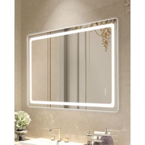 Specchio LED Rettangolare 36x60 per Bagno con Illuminazione Frontale e Posteriore, Antiappannamento e Luci a Memoria Steple - Product Image 1