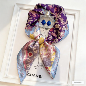 ผ้าพันคอไหมพิมพ์ลายสปริงเฟรช สวยหรู สำหรับผู้หญิง ผ้าซาตินเนื้อนุ่ม ผ้าพันคอสี่เหลี่ยม ผ้าคลุมไหล่ ผ้าคลุมฮิญาบ ผ้าพันคอ ผ้าพันคอแบบผูก 70x70 ซม. - Product Image 4