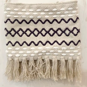Sac bandoulière en coton Dari tissé à la main avec franges – Sac à bandoulière ethnique tribal pour femmes - Product Image 1