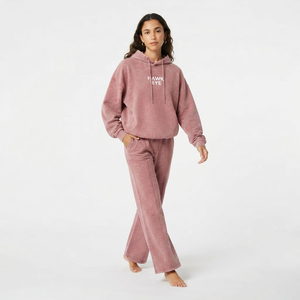 Conjunto de chándal oversize con logo personalizado y lavado ácido, al por mayor, de buena calidad, de dos piezas, de algodón, con hombros caídos y capucha con cordón. - Product Image 3