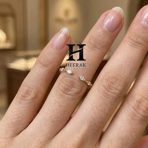 Custom 14K Gold Marquise Diamond Open Cuff Ring Lab Grown Diamond Minimalist Stackable Wedding Band for Women - Product Image 1