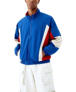 Men's Color Blocked <b>Racer</b> <b>Jacket</b> Stand Collar Zipper Closure Casual Autumn Wear Polyester Material Regular Fit - Product Image 5