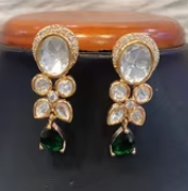 Conjunto de Collar y Pendientes de Moissanita Chapados en Oro de Latón de Alta Calidad, Diseño Exclusivo, Regalo para Bodas Indias, Uso Festivo, Tendencia para Mujer - Product Image 2