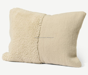 Jacquard fait à la main laine mélangée coton tissé Kilim housse de coussin fermeture éclair Invisible motif géométrique confortable carré décor à la maison - Product Image 4