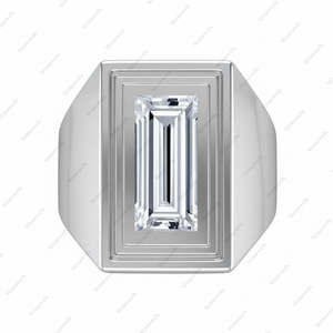 Bague signet solitaire moderne à taille émeraude, bijou rectangulaire élégant et affirmé, bague fine géométrique minimaliste, nouvelle arrivée - Product Image 3