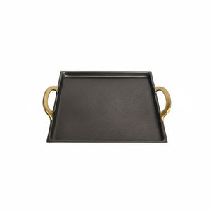 Plateau de service antique en aluminium doré avec poignée, vaisselle, plateau de service pour le thé et le café, pour la maison et les restaurants - Product Image 2