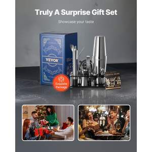 Kit barista in acciaio inox da 14 pezzi in argento per Cocktail Shaker Set Bar strumento per la miscelazione di bevande - Product Image 6