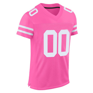 Camiseta de Fútbol Americano Rosa para Mujer, Cuello en V, Manga Corta, Malla Transpirable, Número Personalizado 00, Color Sólido - Product Image 3