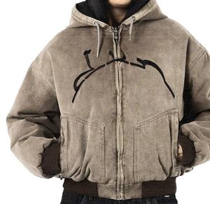 Vente en gros de pulls surdimensionnés en molleton 100% de coton personnalisés pour hommes, sweat-shirt à capuche à épaules tombantes, bouffée de motifs brodés solides - Product Image 2