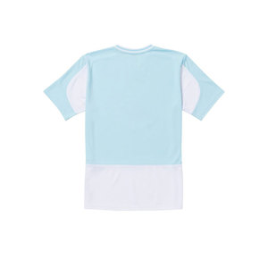 Camiseta de manga corta con cuello en V para hombre, en bloques de color azul claro y blanco, de corte regular, estilo casual, tejida, transpirable, de algodón. - Product Image 2