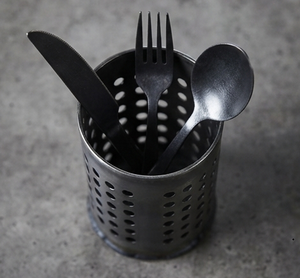 Porta Cubiertos Metálico Industrial Perforado, Organizador de Utensilios Cilíndrico Hecho a Mano para Cocina - Product Image 2