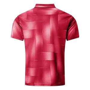 Best Seller Men's <b>Red</b> Geometric Print Polo Shirt and Shorts Set Casual Summer Quick Dry Knitted Polyester Two Piece Outfit - Product Image 2