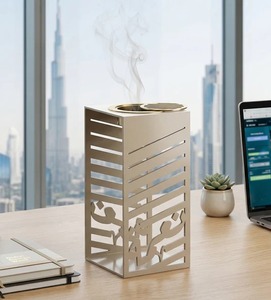 Brûleur d'encens géométrique en métal avec design découpé au laser, diffuseur d'aromathérapie pour usage intérieur, décoration toutes saisons - Product Image 6