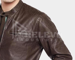 เสื้อแจ็คเก็ตหนังบุขนแกะสำหรับผู้ชาย ฤดูหนาว  แบบหนา  หนังแท้  บุใย  แบบนักขี่มอเตอร์ไซค์  ออกแบบได้ตามสั่ง - Product Image 2