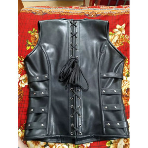 2026 Mens Corset Vest Real Leather Steel Boned Steampunk Gothic Business Waistcoat US - Product Image 3