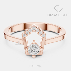Bague de fiançailles géométrique hexagonale en or blanc 14 carats avec diamant de laboratoire rond de 0,146 carat, certifié IGI, couleur F+, clarté VS+ - Product Image 3