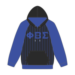 Sweat à capuche noir à rayures bleues et manches raglan Phi Beta Sigma – Vêtements de fraternité grecque personnalisés Divine Nine HBCU - Product Image 2
