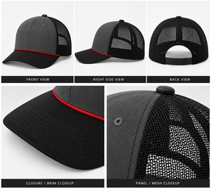 Gorra Trucker de 6 Paneles con Detalle de Cuerda Roja, Estilo Retro, Malla Transpirable, Cierre Ajustable, Frente en Blanco para Logotipo Personalizado, Venta al por Mayor, Gorra Streetwear - Product Image 6