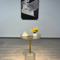 Nordischer Acryl-Beistelltisch, Transparenter Luxus-Couchtisch im Minimalistischen Design für Kleine Wohnzimmer, Runder Beistelltisch
