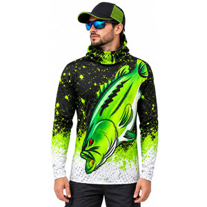 Vente en gros de sweats à capuche de pêche personnalisés OEM pour hommes, logo bleu, protection UPF 50, respirant, anti-UV, séchage rapide, vente au Pakistan - Product Image 2