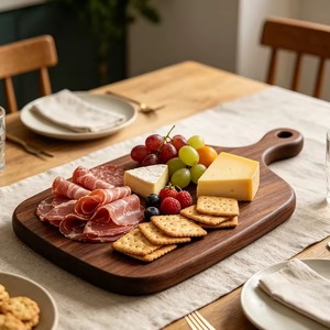 Planche à découper rectangulaire en bois d'acacia avec poignée, épaisseur 1,5 cm, passe au lave-vaisselle, réutilisable pour fruits et fromages, usage en cuisine - Product Image 4