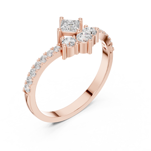 Anillo de Compromiso de Lujo con Diamante Ovalado en Oro Rosa y Banda de Diamantes en Racimo, Anillo de Regalo de Boda para Mujer, Joyería Personalizada - Product Image 2