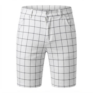 Premium Men's Plaid Bermuda Shorts Mid Waist Casual Checkered Woven Breathable Pockets Button Fly Style Streetwear Men Shorts - Product Image 5