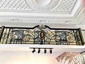 Modern Solid Iron Stair Railing with Ornate Scroll Design Rust Resistant & UV Protected for Indoor Balcony or Staircase - Product Image 4