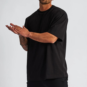 Wholesale Custom Heavyweight Oversized T Shirt Vintage Round Neck Line T Shirt Breathable Plain Oversized t Shirt for Men - Product Image 3