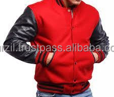 High Quality Custom Wool Varsity <b>Jacket</b> <b>Real</b> <b>Leather</b> Sleeves Unisex Heavyweight Buttons Closure Stand Adults All Seasons Model - Product Image 3
