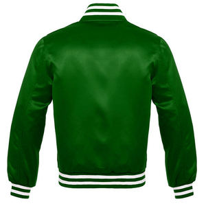 Blouson Bomber Classique en Satin pour Homme – Collection Vert, Bleu, Noir – Bordure Côtelée Rayée, Boutons Pression, Style Sportif Letterman - Product Image 2