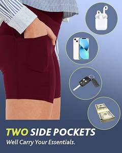 Shorts de fitness pour femmes de qualité supérieure avec poches, séchage rapide, vêtements de sport, shorts légers - Product Image 3