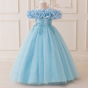 Nuevo Vestido Formal para Niña, Diseño Sólido, Estilo Princesa, con Cuentas y Flores de Malla, Traje para Espectáculos Infantiles, Cumpleaños, Bodas y Fiestas - Product Image 3