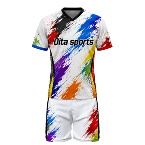 ชุดวอลเลย์บอลสีแดงขาวแบบซับลิเมชั่น เสื้อและกางเกงขาสั้น ชุดกีฬาแขนสั้นสำหรับทีม เสื้อผ้าสำหรับนักกีฬา - Product Image 2