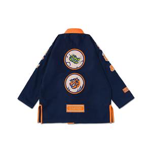 Conjunto de Kimono Oficial de Jiu Jitsu Gracie Barra en Azul Marino, Modelo Single, Double y Pearl Wave, para Competición - Product Image 3