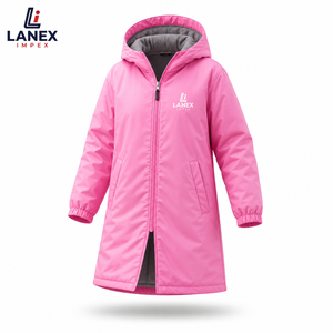 Custom Kids Waterproof Swim Parka Jacket with Hood | Windproof Fleece Lined Long Changing <b>Robe</b> <b>Coat</b> for Swimming Surfing & Beach - Product Image 2